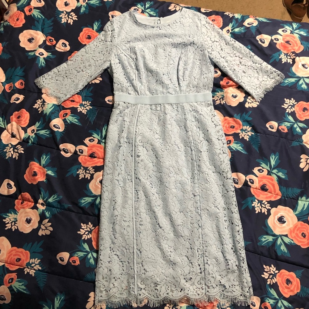 👗Eva Mendes Powder Blue Lace Dress👗